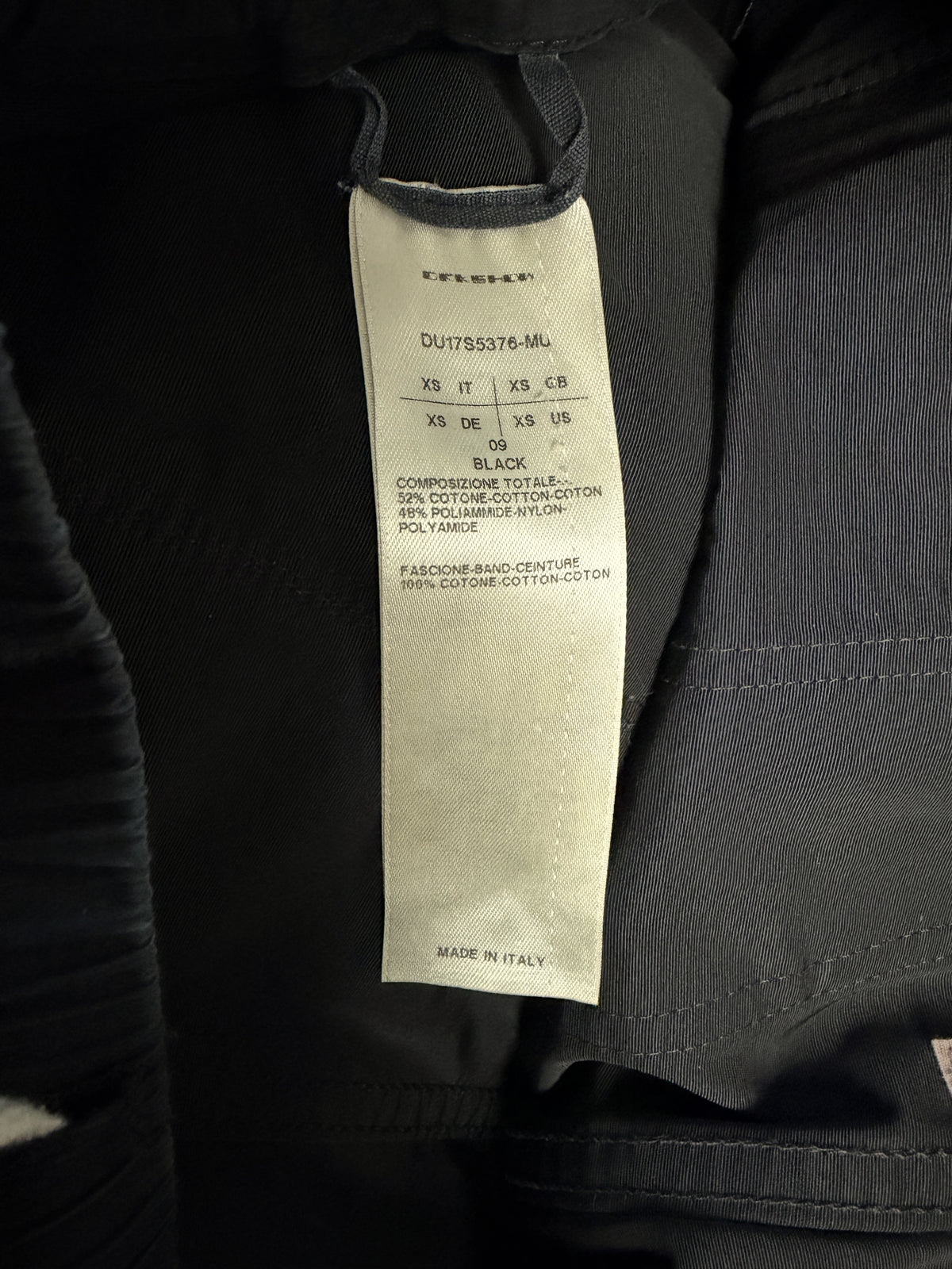 Label, DU17S5376-MU, size XS, 09 BLACK