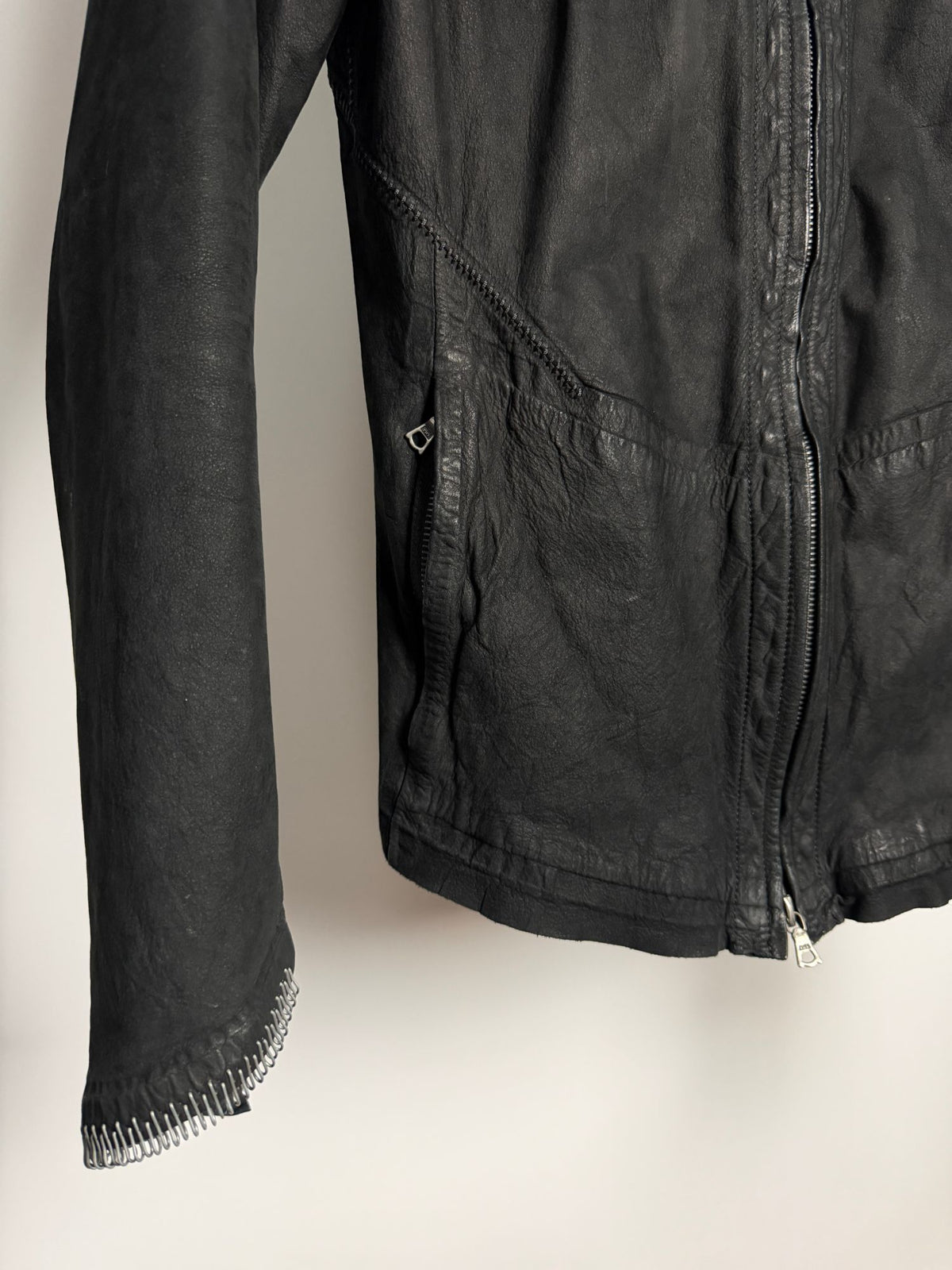 Isaac Sellam for L'Éclaireur calfskin jacket, pocket and sleeve