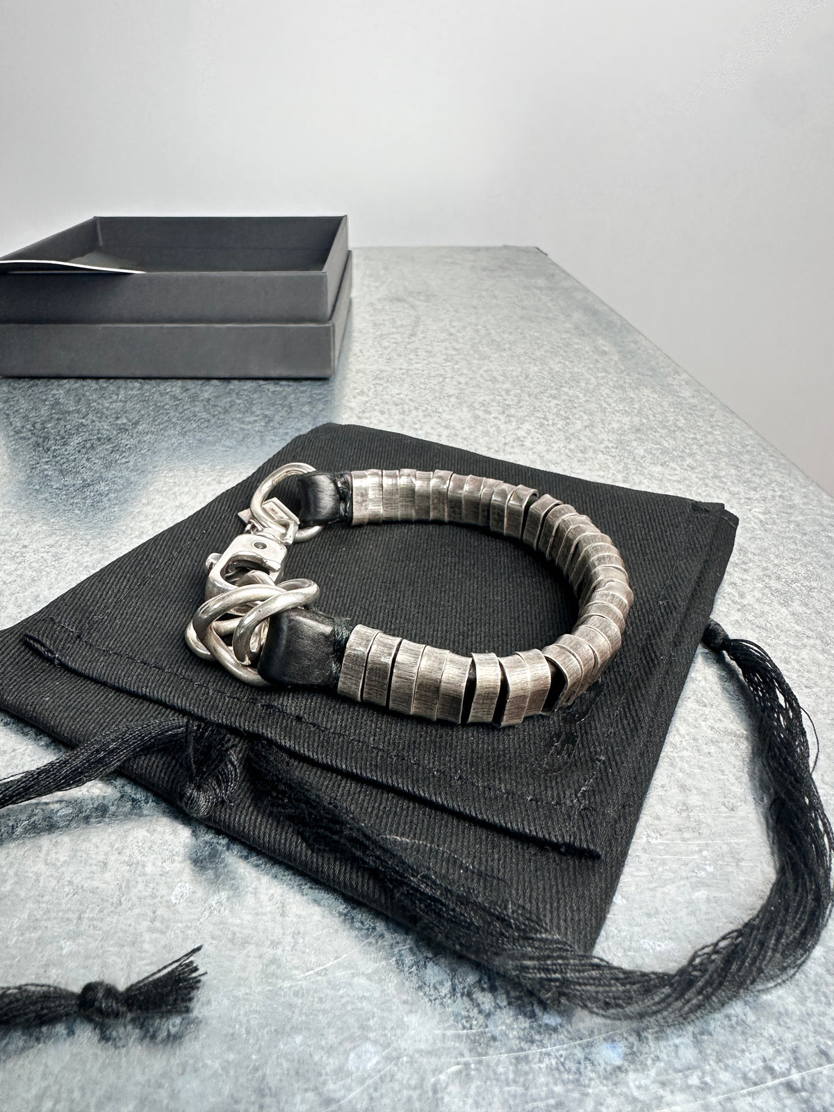 GOTI Coiled Silver and Leather Bracelet