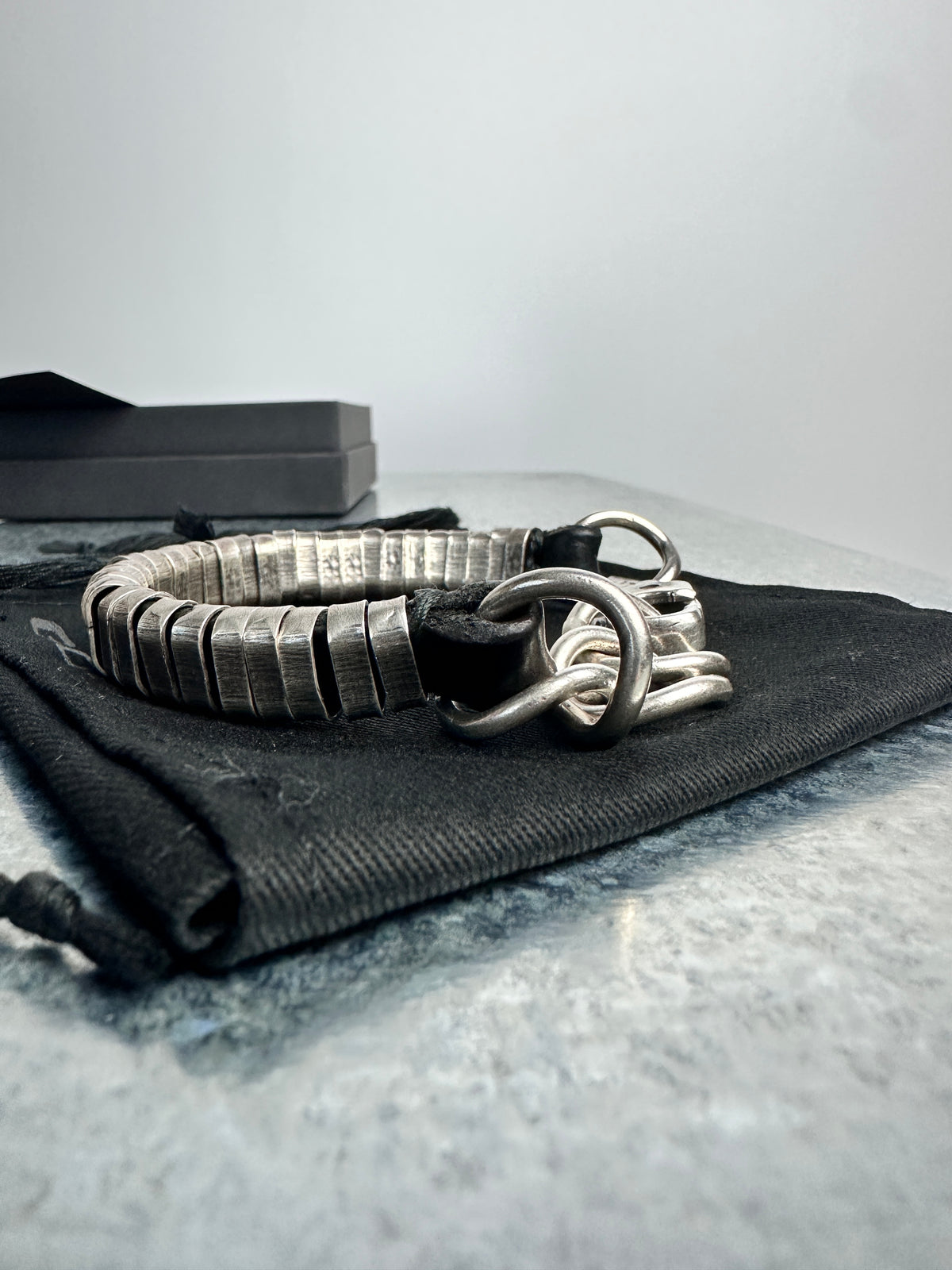 GOTI Coiled Silver and Leather Bracelet