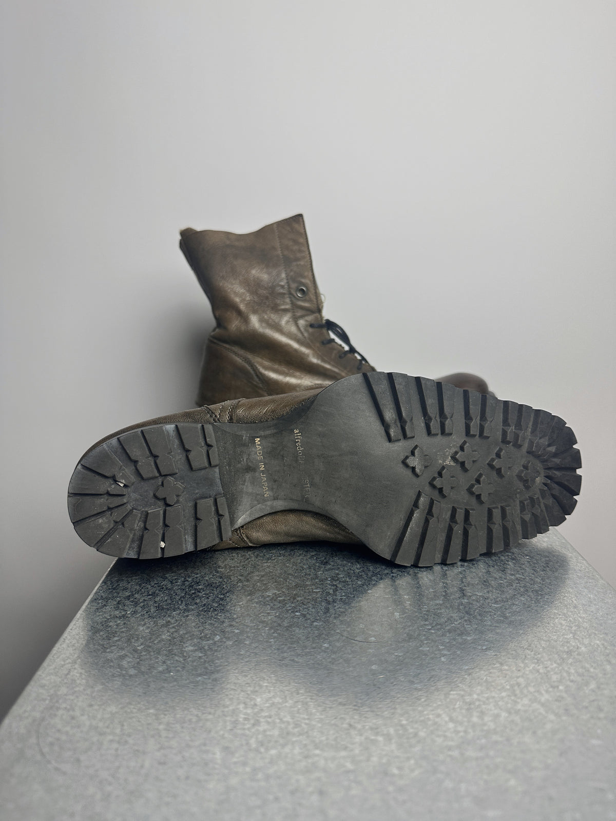 Outsole with alfredoBANNISTER Made in Japan stamp