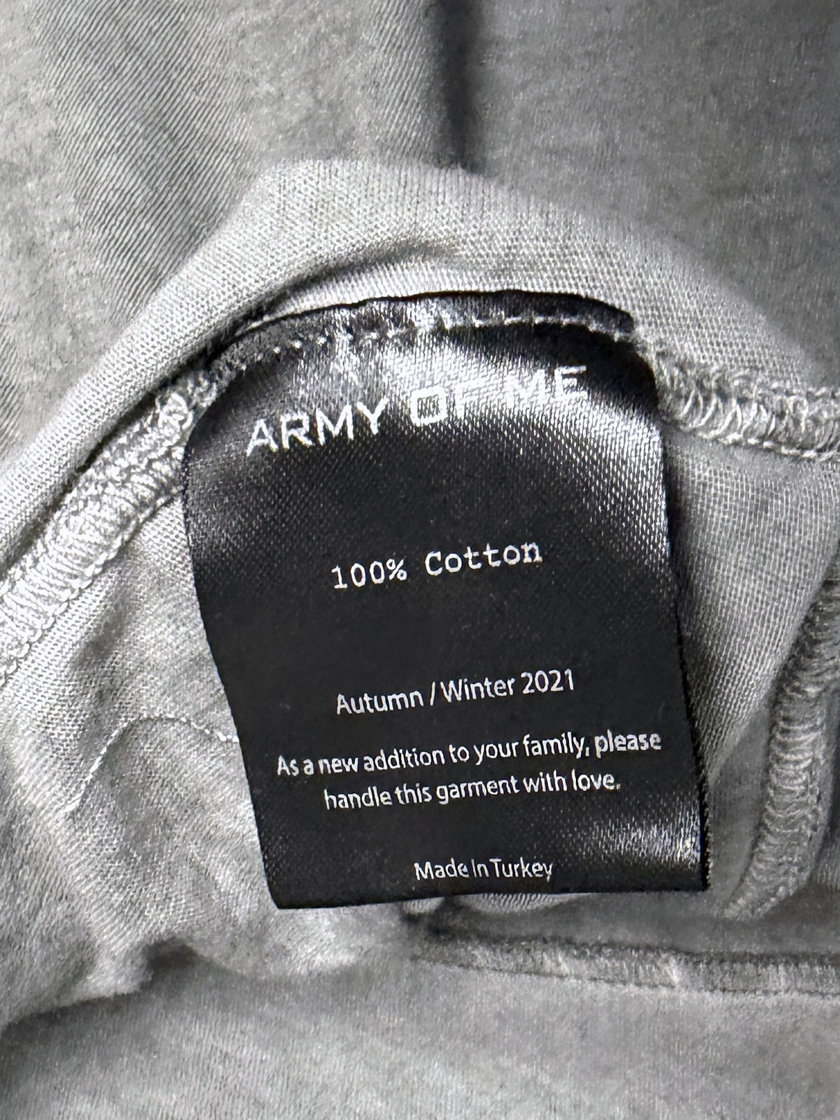 Content label, AW21, 100% cotton, made in Turkey