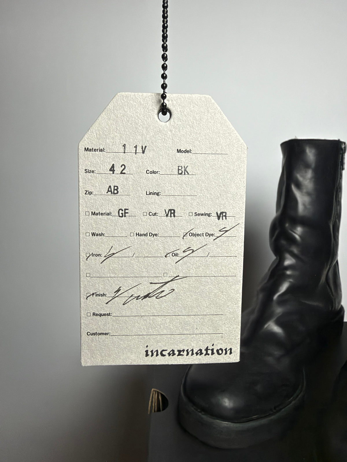 incarnation x DEVOA FWI-VMDB hang tag, back