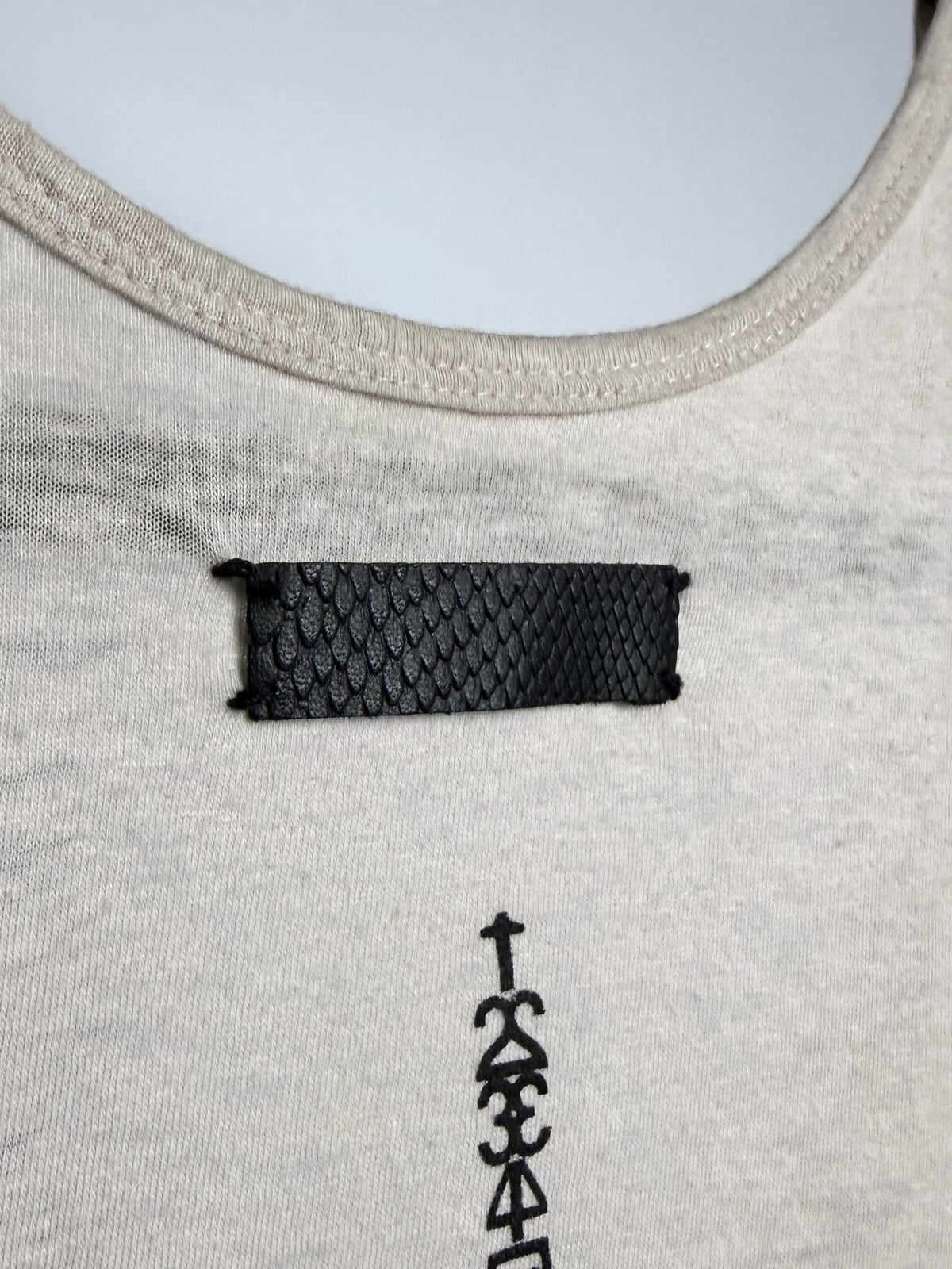 if six was nine BONE-2 tank, scale-embossed leather tab
