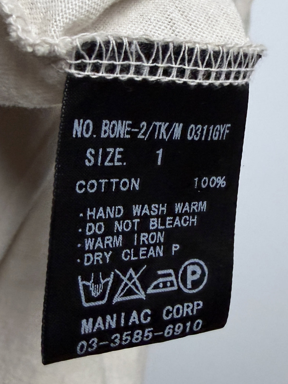 if six was nine BONE-2 tank, care tag BONE-2/TK/M