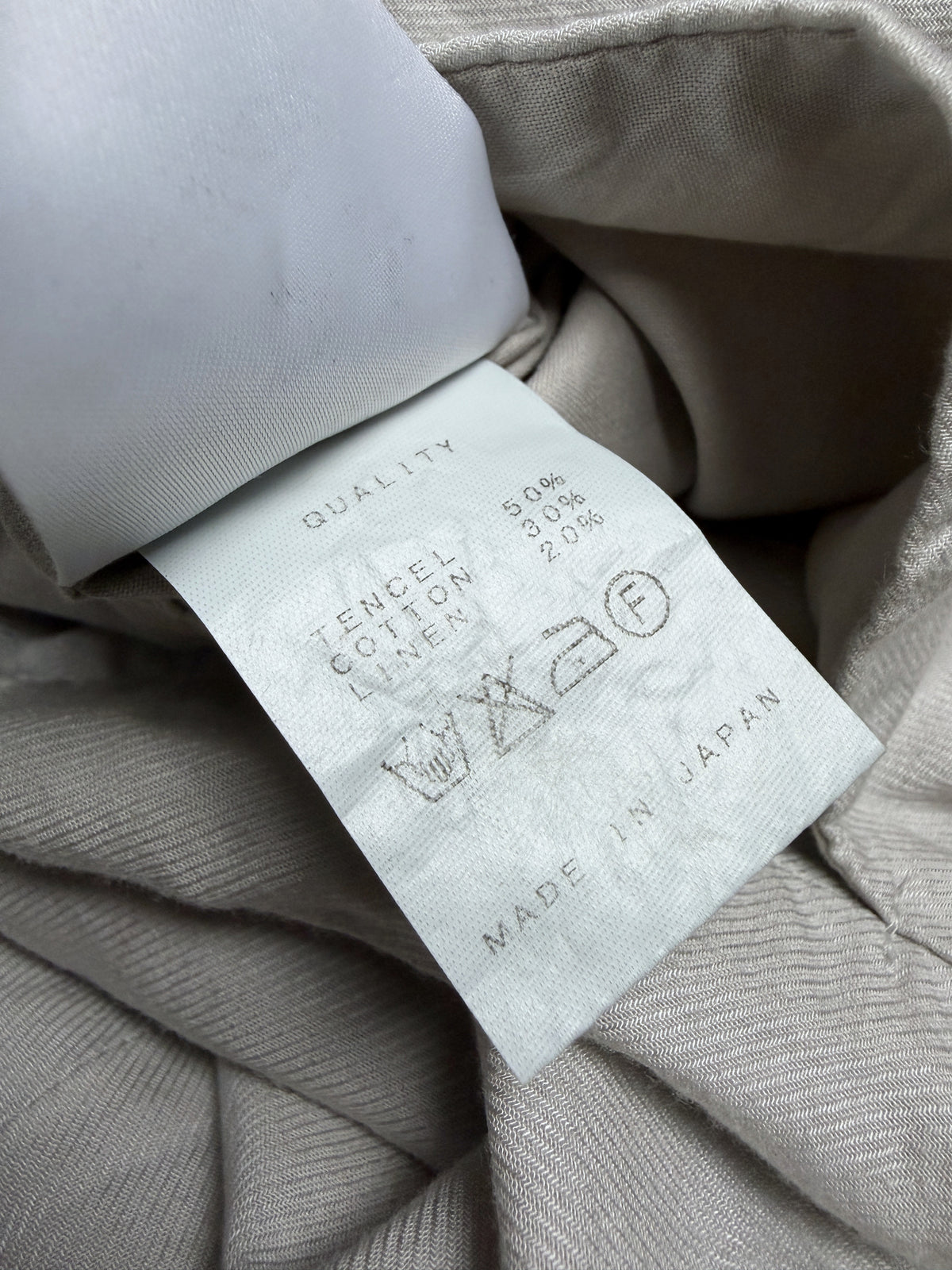Quality label, Tencel cotton linen, made in Japan