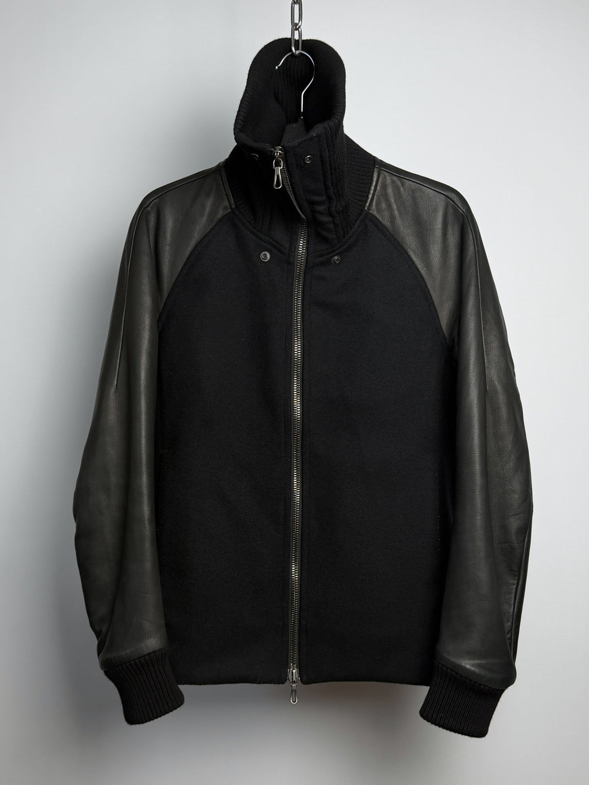Kazuyuki Kumagai ATTACHMENT High Neck Wool Cashmere Lamb Leather Varsity Jacket KB83-058