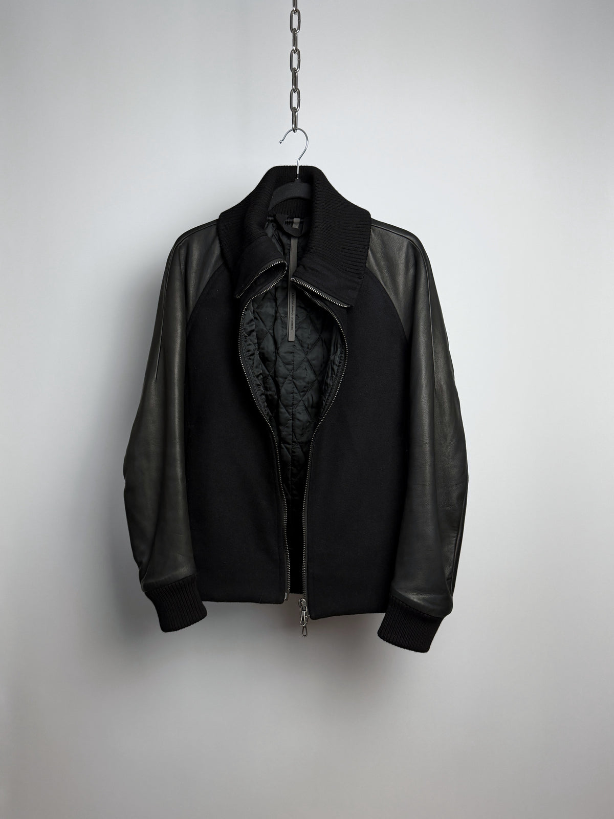 Kazuyuki Kumagai ATTACHMENT High Neck Wool Cashmere Lamb Leather Varsity Jacket KB83-058