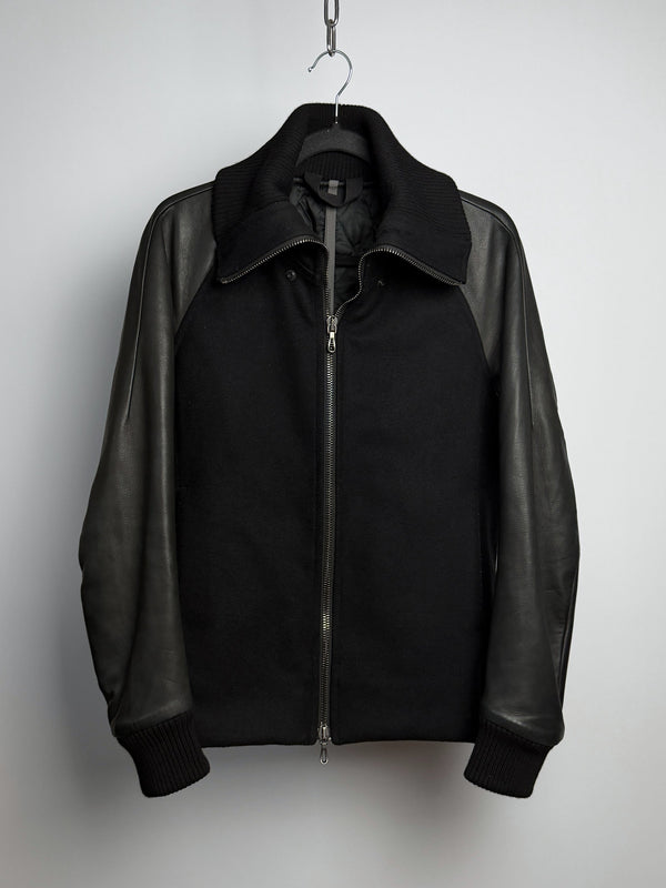 Kazuyuki Kumagai ATTACHMENT High Neck Wool Cashmere Lamb Leather Varsity Jacket KB83-058