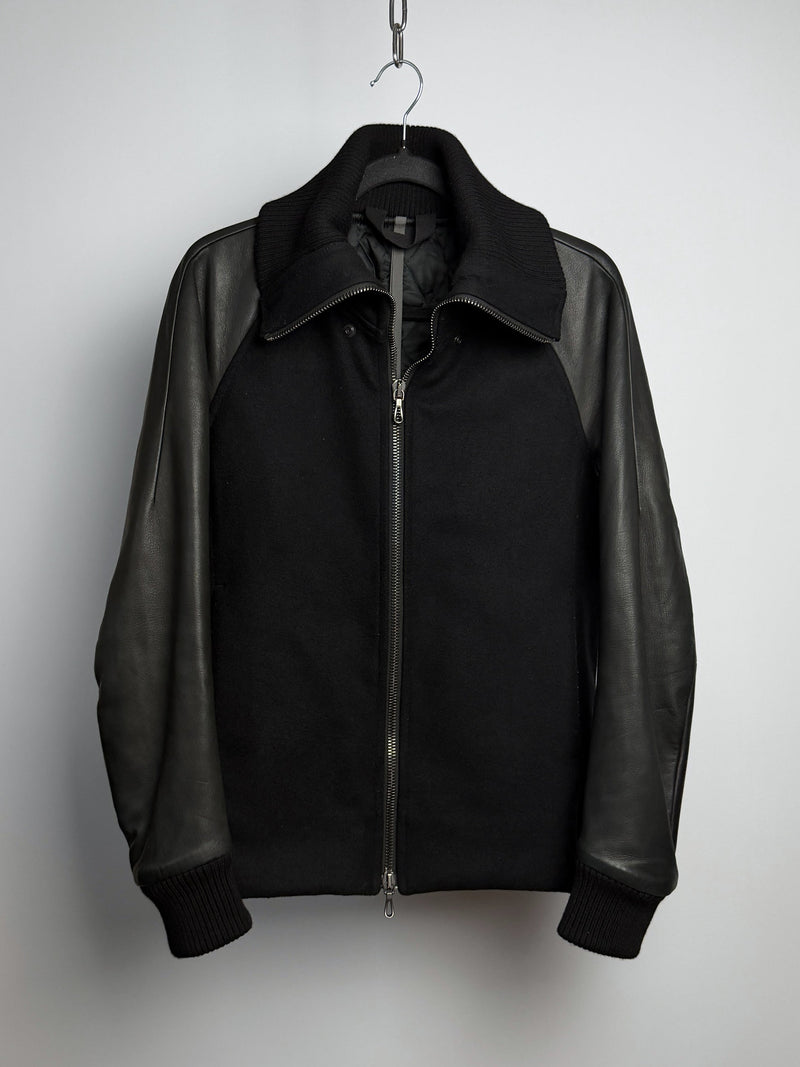 Kazuyuki Kumagai ATTACHMENT High Neck Wool Cashmere Lamb Leather Varsity Jacket KB83-058