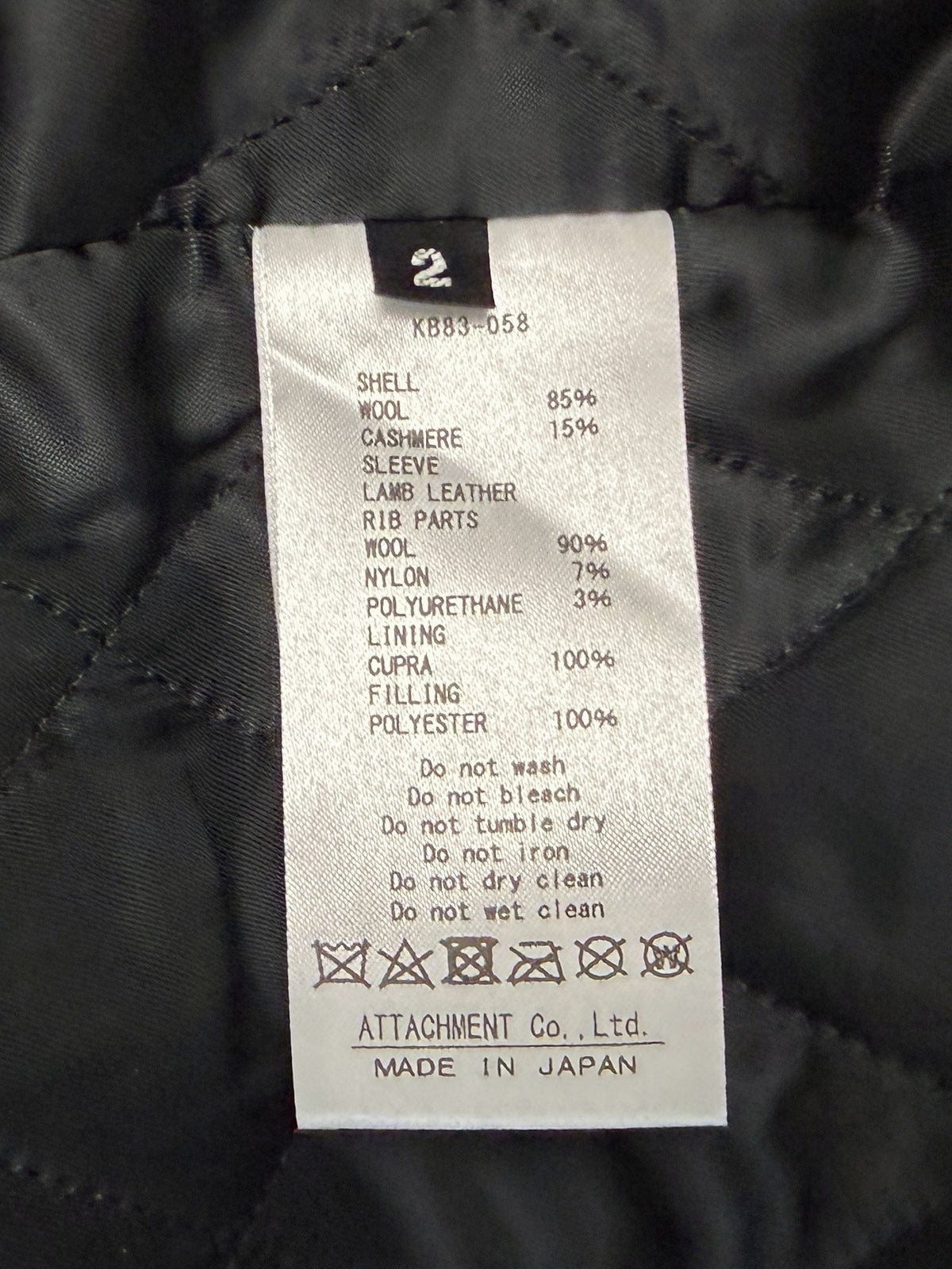 Kazuyuki Kumagai ATTACHMENT High Neck Wool Cashmere Lamb Leather Varsity Jacket KB83-058