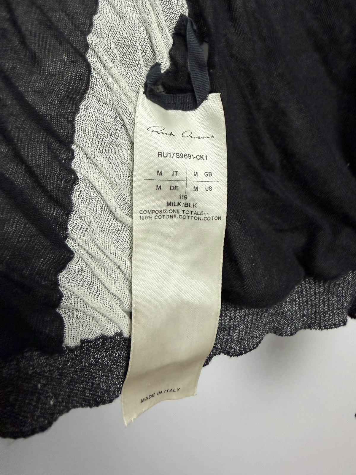 Label, RU17S9691-CK1, size M, 119 MILK/BLK