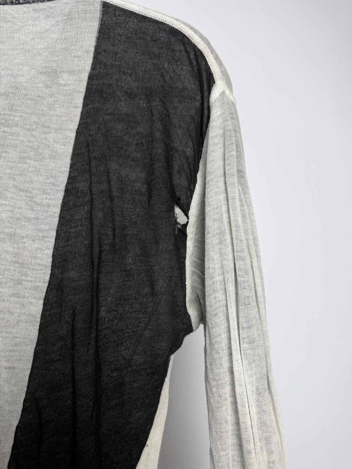 Hole at the shoulder, black panel