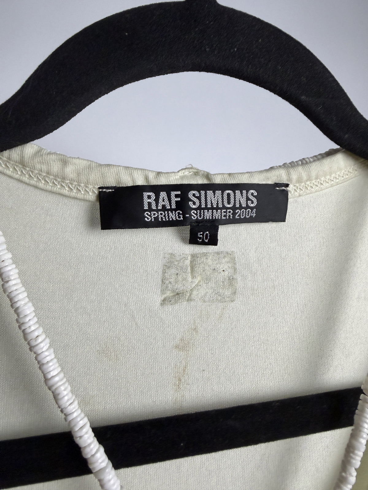 RAF SIMONS SPRING-SUMMER 2004 label, size 50