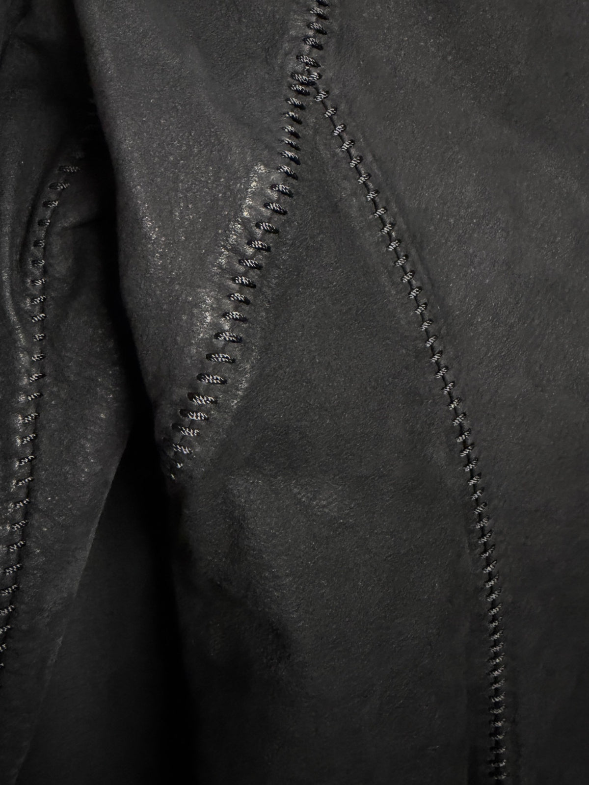 Isaac Sellam for L'Éclaireur calfskin jacket, overlock seam detail